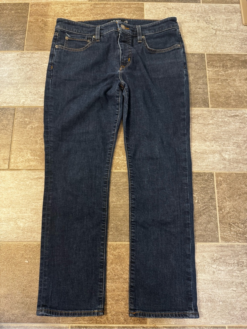 Lauren by Ralph Lauren Dark Wash Classic Straight-Leg Jeans, 12P, excellent